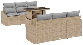 vidaXL Σετ Καναπέ Κήπου με αποθήκευση 7 pcs Μπεζ Πολυ ράταν