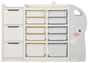 VEVOR 4-Tier Kids Toy Storage with 10 Plastic Movable Bins Elephant-Shape