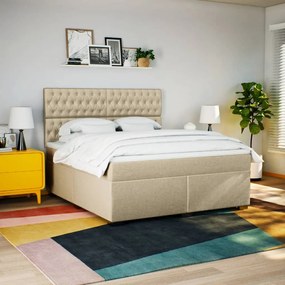 vidaXL Κρεβάτι Boxspring με Στρώμα Κρεμ 180x200 εκ. Υφασμάτινο