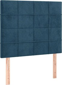 vidaXL Κρεβάτι Boxspring με Στρώμα Σκούρο Μπλε 90x190 εκ. Βελούδινο