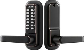 VEVOR Mechanical Keyless Entry Door Lock, 2.0 Code Upgrade, 4-7 Digits Code, Single-Sided Push Button Combination Keypad Door Lock with Handle, Auto Locking, for Indoor or Outdoor, Oil-Rubbed Bronze