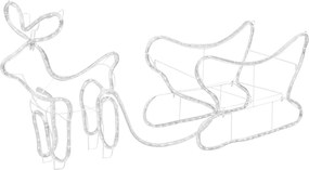 vidaXL Τάρανδος Χριστουγεννιάτικος με Έλκηθρο Εξωτ. Χώρου με 252 LED