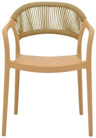 Καρέκλα - Πολυθρόνα Ankara στοιβαζόμενη pp cappuccino - μπεζ rattan 57x48x80 εκ. 57x48x80 εκ.