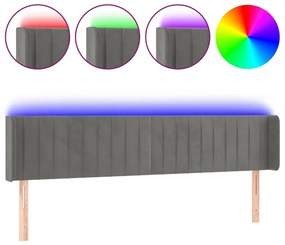 Κεφαλάρι Κρεβατιού LED Ανοιχτό Γκρι 163x16x78/88 εκ. Βελούδινο 3123528