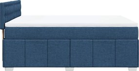 vidaXL Κρεβάτι Boxspring με Στρώμα Μπλε 140x190 εκ. Υφασμάτινο