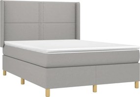vidaXL Κρεβάτι Boxspring με Στρώμα &amp; LED Αν.Γκρι 140x200εκ. Υφασμάτινο