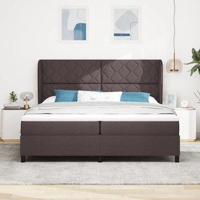 vidaXL Κρεβάτι Box Spring  με Στρώμα σε Σκούρο Καφέ, 200x200 εκ. Υφάσματος