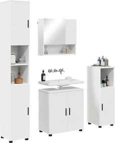 vidaXL Σετ Επίπλων Μπάνιου 4 pcs Λευκό Επεξεργασμένο ξύλο &amp; Μέταλλο