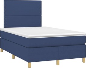 vidaXL Κρεβάτι Boxspring με Στρώμα Μπλε 120x200 εκ. Υφασμάτινο
