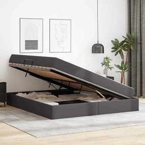 vidaXL Κρεβάτι με αποθηκευτικό χώρο και στρώμα 2 pcs Γκρι Δέρμα