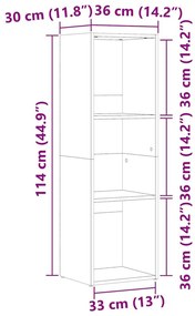 Βιβλιοθήκη Artisan Δρυς 36x30x114 εκ. Επεξεργασμένο Ξύλο - Καφέ