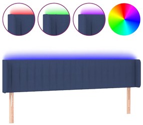 vidaXL Κεφαλάρι Κρεβατιού LED Μπλε 163x16x78/88 εκ. Υφασμάτινο