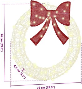 vidaXL Στεφάνι με 60 LED Θερμό λευκό 76 x 76 x 8,5 εκ Ακρυλικό