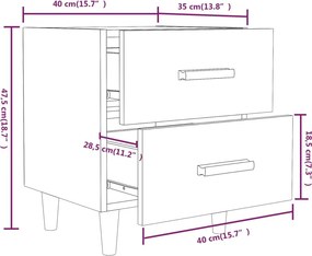 vidaXL Κομοδίνα 2 τεμ. Λευκά 40 x 35 x 47,5 εκ.