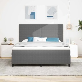 vidaXL LED Κρεβάτι με βάθρο Ανοιχτό Γκρι και Λευκό 180 x 200 cm