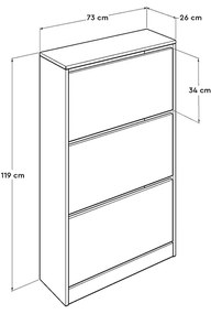 Παπουτσοθήκη Flat Duo Megapap 18 ζεύγων σε χρώμα λευκό 73x26x119εκ.