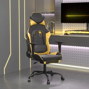 Καρέκλα Gaming Μασάζ Υποπόδιο Μαύρο/Χρυσό από Συνθετικό Δέρμα