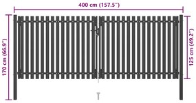 vidaXL Πόρτα Περίφραξης Κήπου Ανθρακί 4 x 1,7 μ. Ατσάλινη