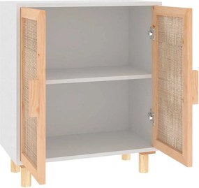 vidaXL Ντουλάπι Λευκό 60 x 30 x 70 εκ. από Μασίφ Πεύκο &amp; Φυσικό Ρατάν