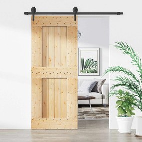 vidaXL Συρόμενη Πόρτα Φυσικό και Μαύρο 85 x 210 cm
