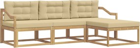 vidaXL Σειρά Καναπέ Εξωτερικού 4 pcs Λευκό και Μπεζ Πολυεστέρας