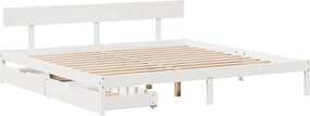 vidaXL Σκελετός Κρεβ. Χωρίς Στρώμα Λευκό 200x200 εκ Μασίφ Πεύκο