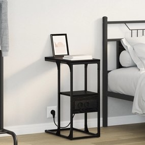 vidaXL Κομοδίνο Μαύρη δρυς 41.5 x 26 x 60.5 εκ Επεξεργασμένο ξύλο