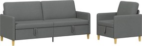 vidaXL Σαλονάκι Σετ Με Αποθηκευτικό Χώρο 2 pcs Σκούρο Γκρι Πολυεστέρας