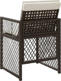 vidaXL Καρέκλες Κήπου 4 τεμ. Καφέ Συνθ. Ρατάν Μαξιλάρια