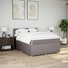 vidaXL Κρεβάτι Boxspring με Στρώμα Taupe 140x190 εκ. Υφασμάτινο