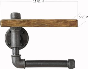 Ράφι Τύπου Σωλήνα Μαύρο / Καρυδί CLAPUZA 30x12x14