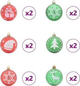 vidaXL Σετ Χριστουγεννιάτικων Στρογγυλών Μπαλίτσων 40 pcs Πλαστικό