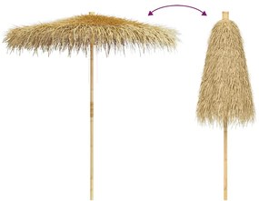 vidaXL Ομπρέλα 210 εκ. από Μπαμπού με Κάλυμμα από Φύλλα Μπανανιάς