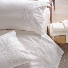 Σεντόνια Dione Με Δαντέλα (Σετ 4τμχ) Ecru Ρυθμός Υπέρδιπλo 230x260cm 100% Βαμβάκι