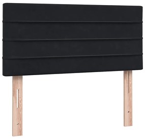 vidaXL Κρεβάτι Boxspring με Στρώμα Μαύρο 90x210 εκ. Βελούδινο