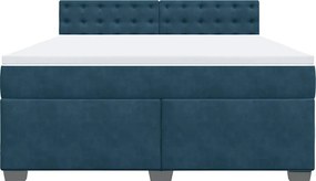 vidaXL Κρεβάτι Boxspring με Στρώμα Μπλε 180x200 εκ. Βελούδινο