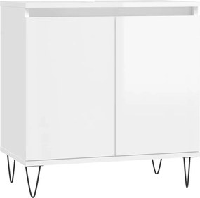 vidaXL Ντουλάπι Μπάνιου Γυαλ. Λευκό 58 x 33 x 60 εκ. από Επεξεργ. Ξύλο