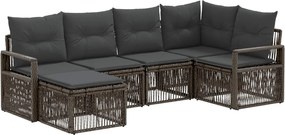vidaXL Σετ Καναπέ Κήπου 6 pcs Γκρι συνθετικό ρατάν