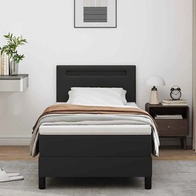 vidaXL Κρεβάτι με Στρώμα με στρώμα Μαύρο 90 x 200 cm Τεχνητό δέρμα