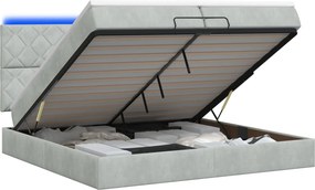 vidaXL Κρεβάτι Ottoman με Στρώμα και LED Ανοιχτό γκρι 200 x 200 cm