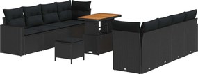 vidaXL Σετ Καναπέ Κήπου 11 pcs Μαύρο συνθετικό ρατάν
