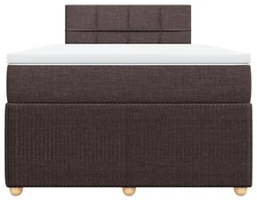 Κρεβάτι Boxspring με Στρώμα Σκούρο Καφέ 120x190 εκ Υφασμάτινο - Καφέ