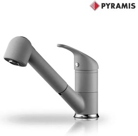 Pyramis Festivo Classic Iron Grey Μπαταρία Κουζίνας Αναμεικτική Με Κεραμικό Δίσκο και Εκτεινόμενο Ντούς