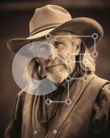 Intra Συλλεκτικό Ξύλινο Παζλ Plywood 4mm - Ηλικιωμένος με καπέλο και γιλέκο καουμπόη Σε Ξύλινο Κουτί - Διαστάσεις Puzzle: 10x10 cm – 25 κομμάτια