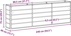 vidaXL Γλάστρα Ελεφαντόδοντο 240 x 40 x 75 εκ. Ατσάλι