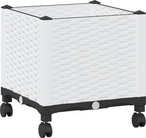 vidaXL Κήπος Γλαστράκι με Ροδάκια Λευκό 40 x 40 x 44 cm PP