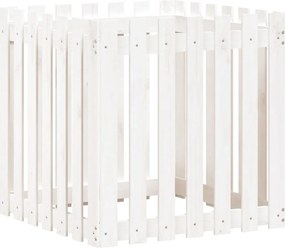 vidaXL Ζαρντινιέρα με Σχέδιο Φράχτη Λευκή 70 x 70 x 70 εκ. Μασίφ Πεύκο