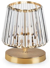 GloboStar® GLASSY 204-0064 Μοντέρνο Eπιτραπέζιο Φωτιστικό Μονόφωτο 1 x E27 IP20 Χρυσό Πλαστικό με Διάφανο Κρύσταλλο - Μ15 x Π15 x Υ25cm