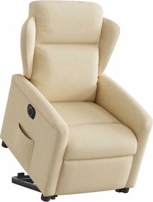 vidaXL Πολυθρόνα Ηλεκ. Ανακλινόμενη με Ανύψωση Κρεμ Υφασμάτινη