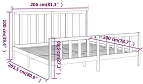 vidaXL Πλαίσιο Κρεβατιού Λευκό 200 x 200 εκ. από Μασίφ Ξύλο Πεύκου